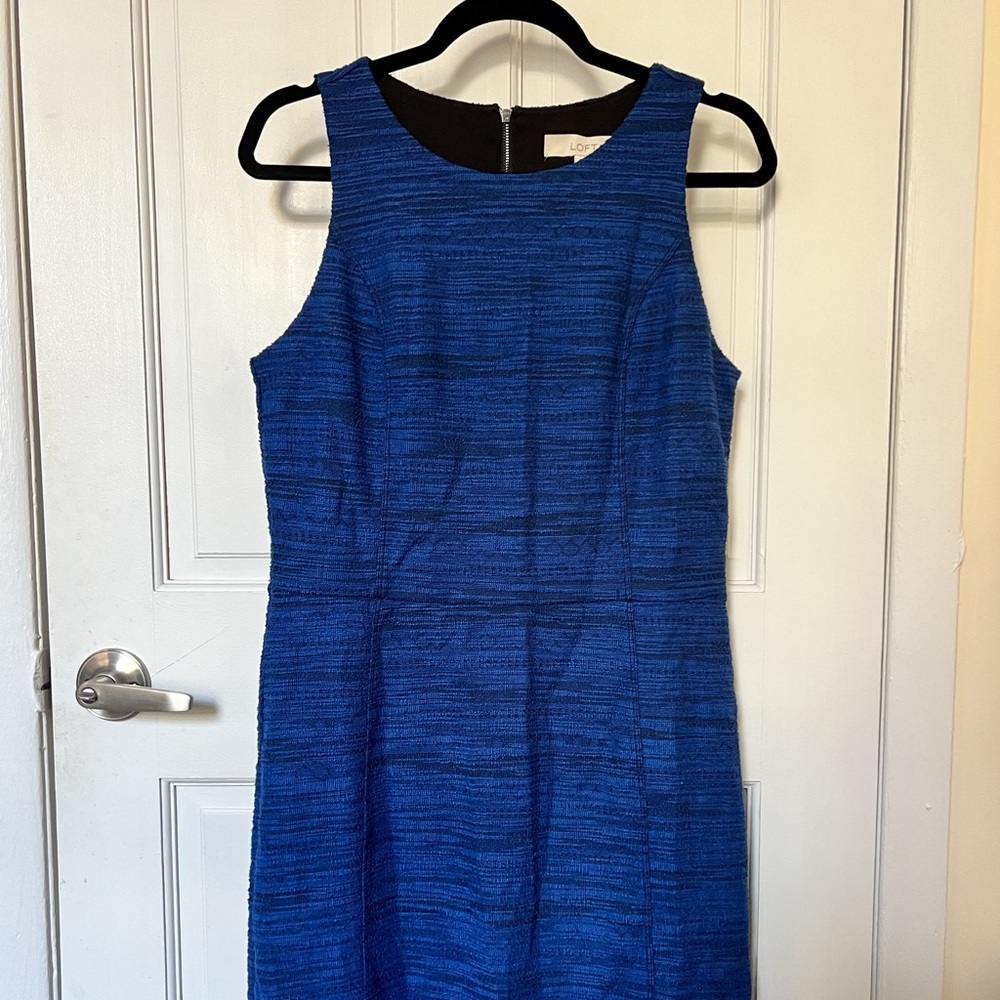 LOFT Blue & Black Sleeveless Work Dress